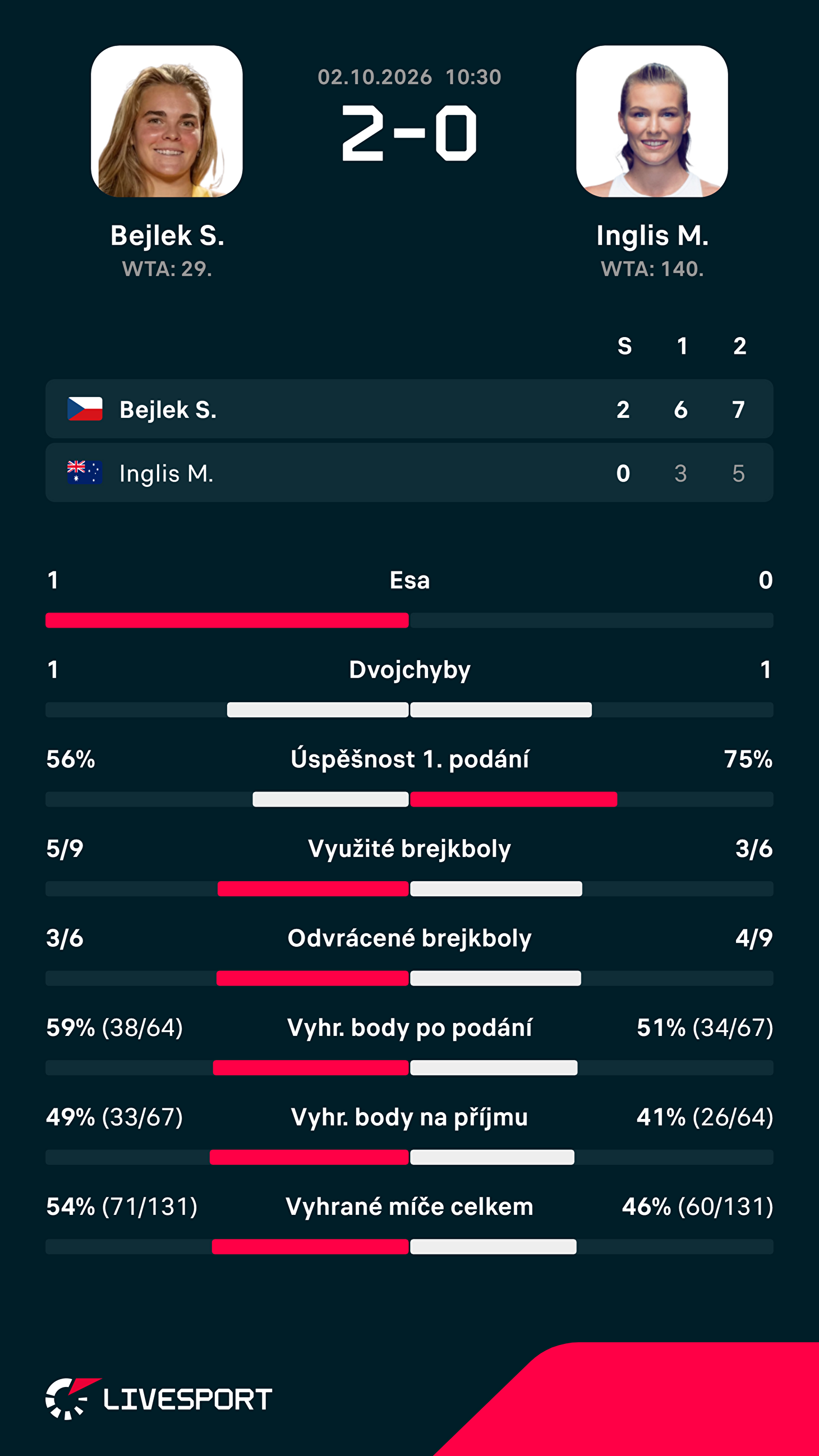 Statistiky zápasu.