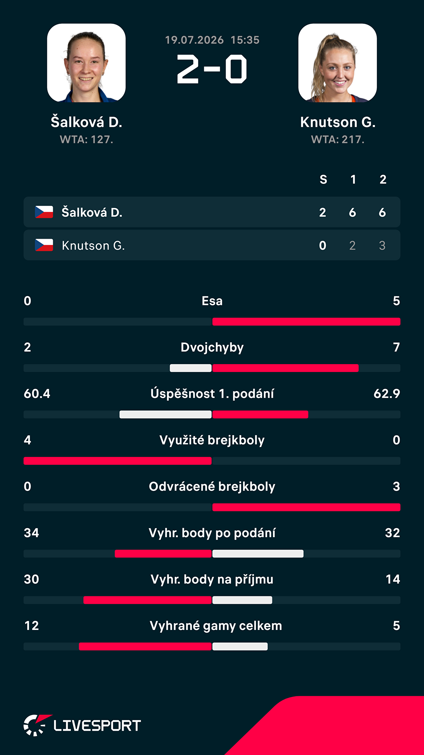 Statistiky zápasu.