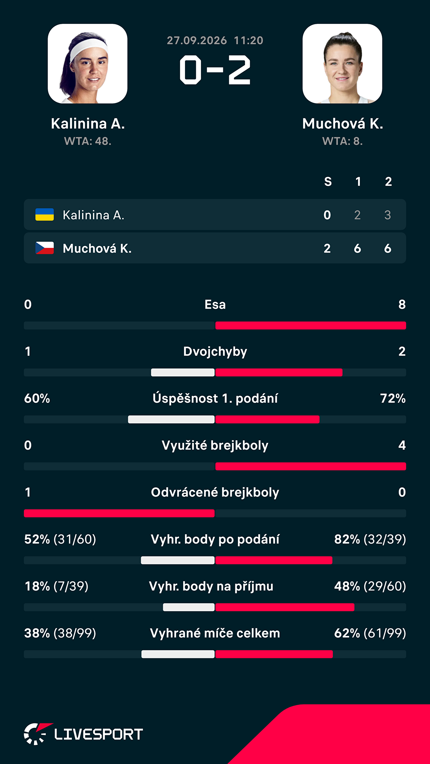 Statistiky zápasu.