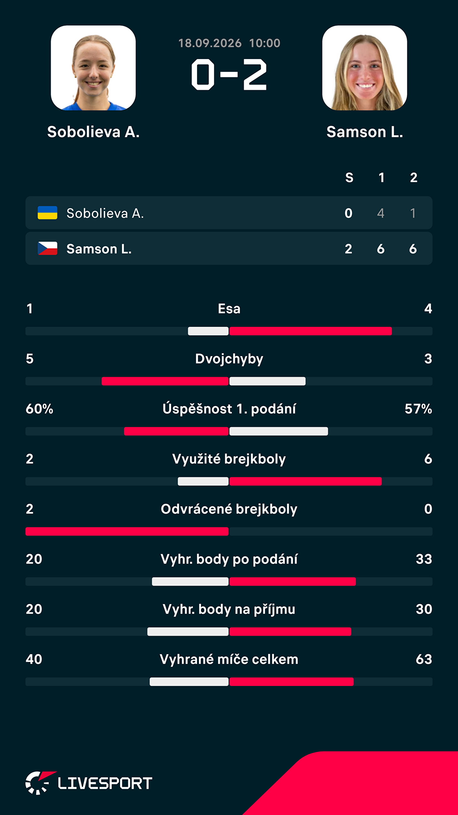 Statistiky zápasu.