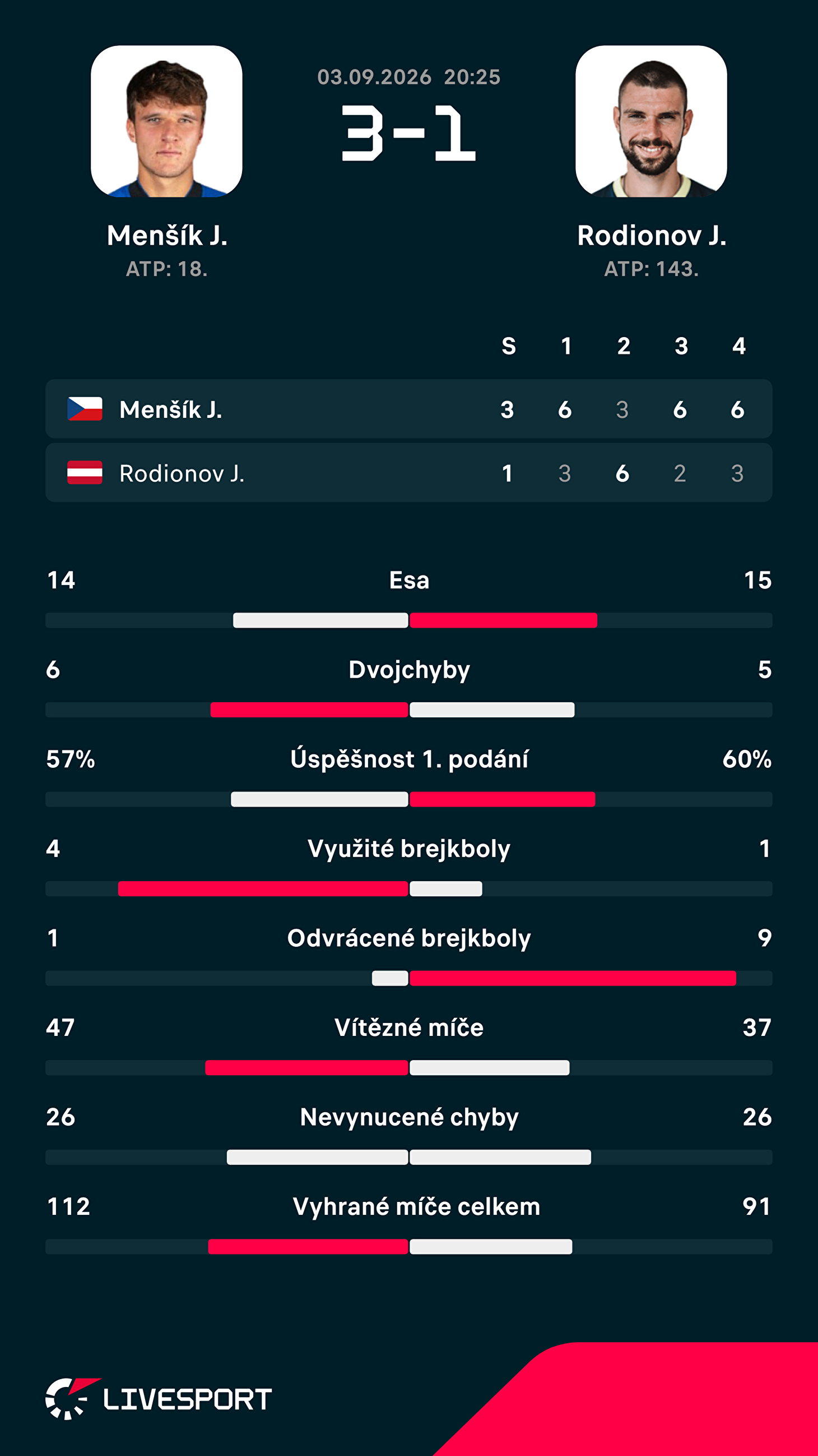 Statistiky zápasu.