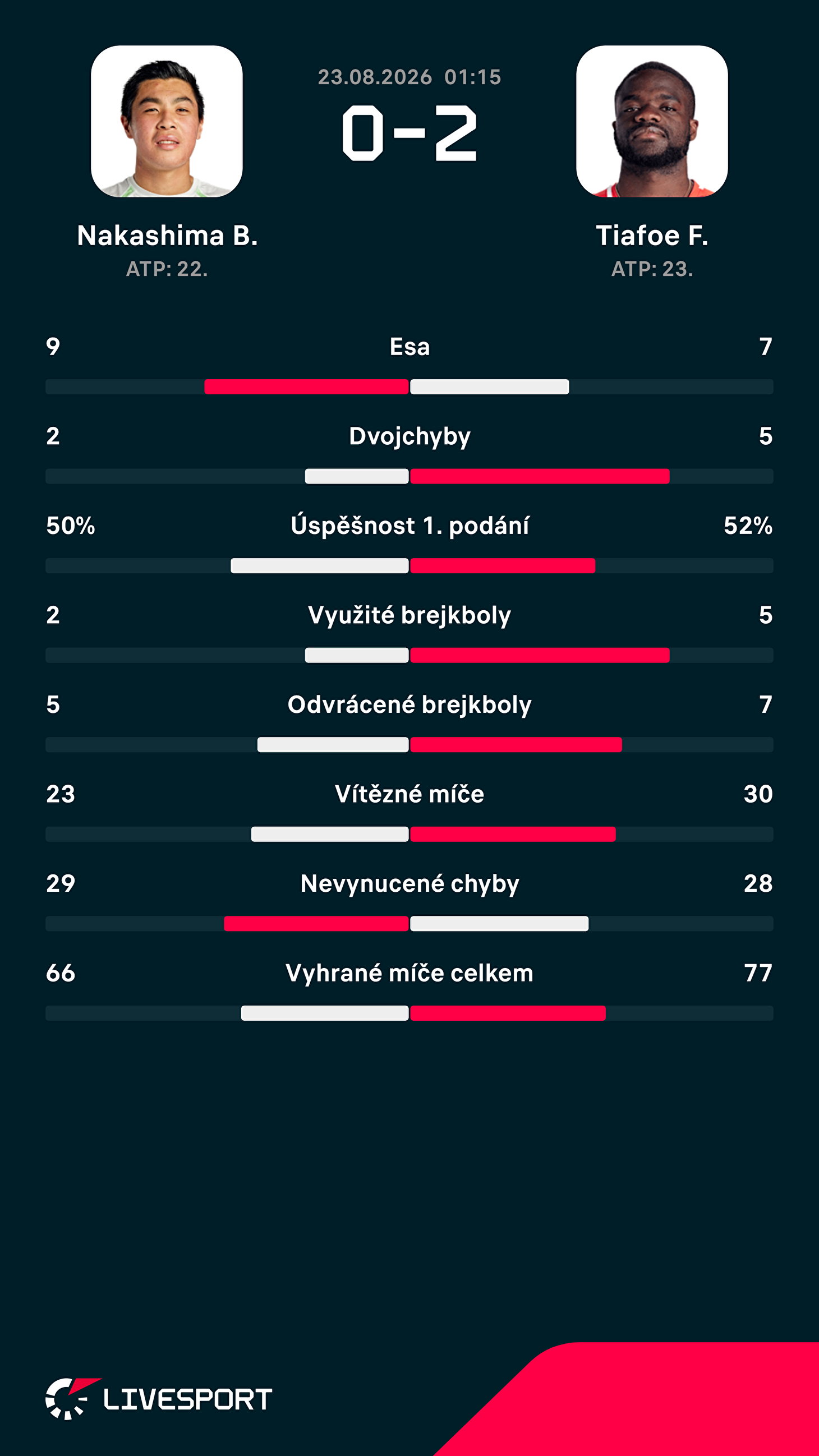 Statistiky zápasu.