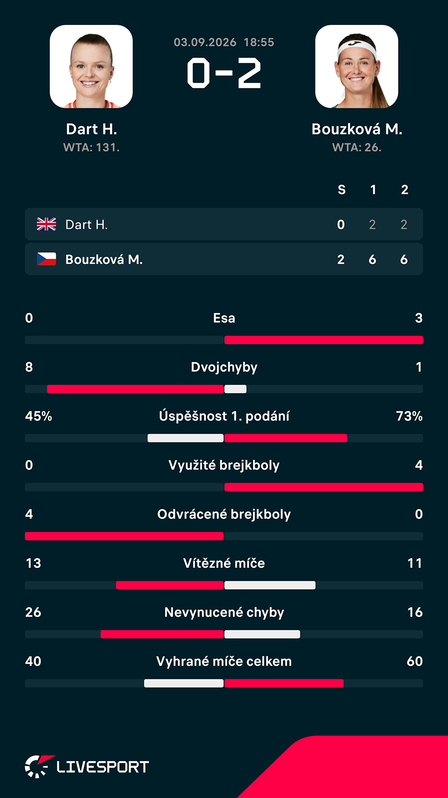 Statistiky zápasu.