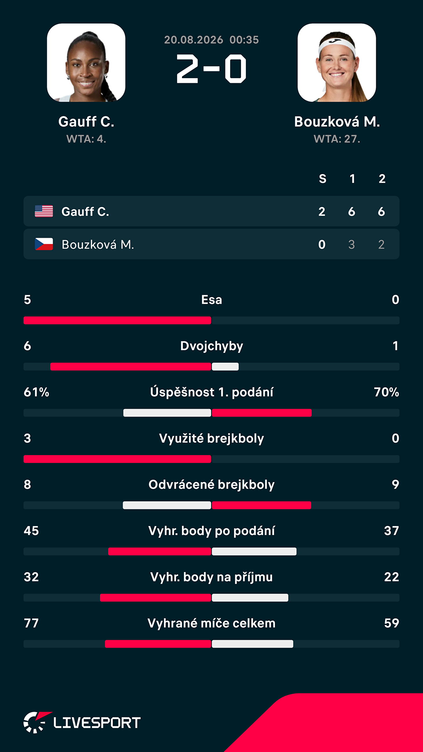 Statistiky zápasu.
