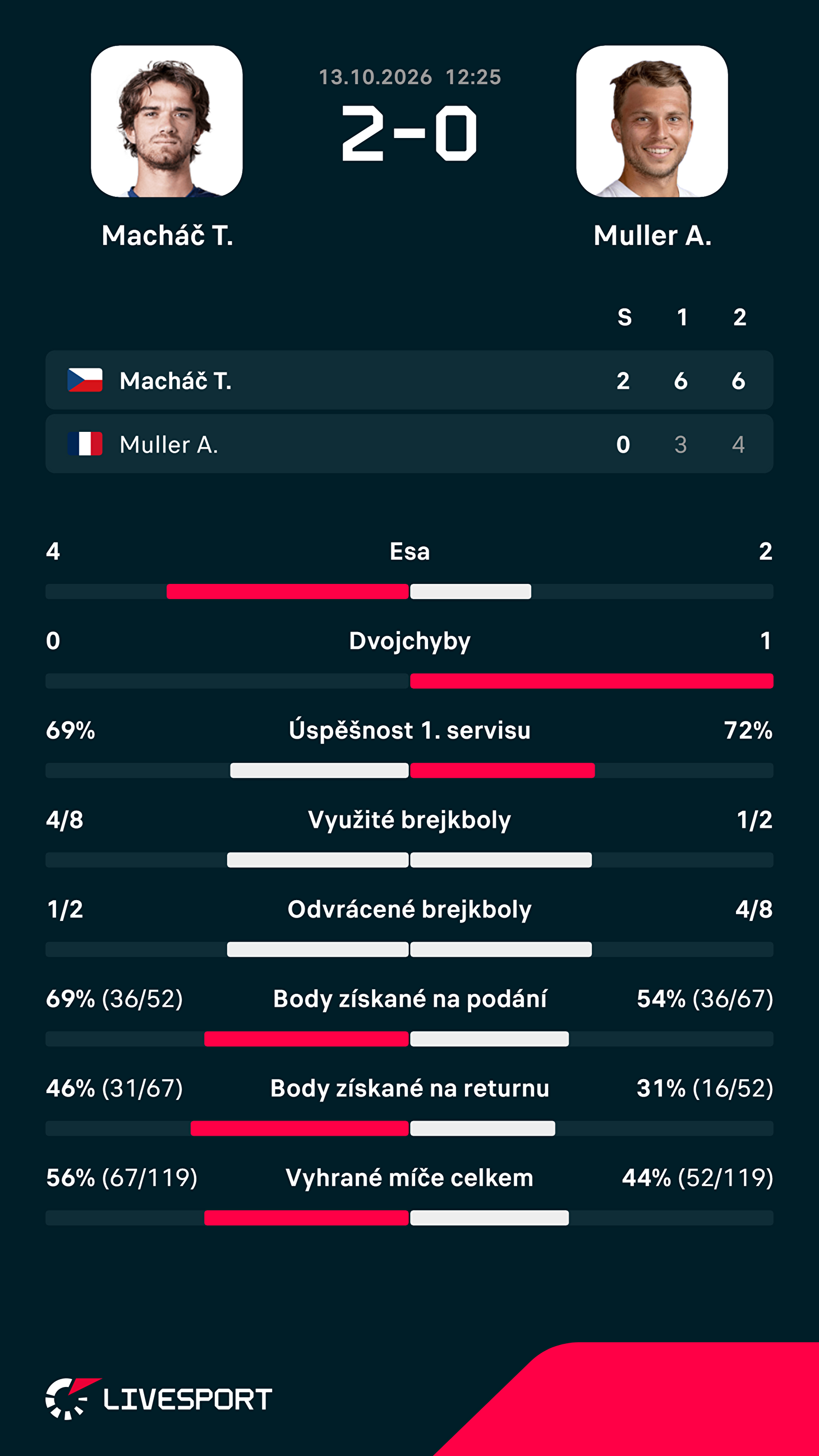 Statistiky zápasu.