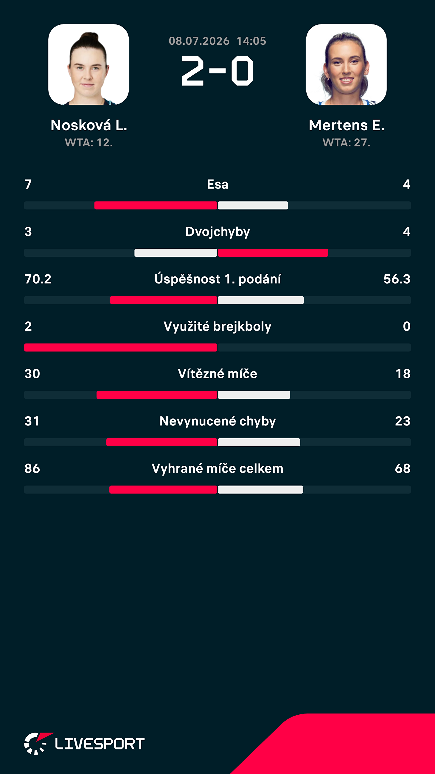 Statistiky zápasu.
