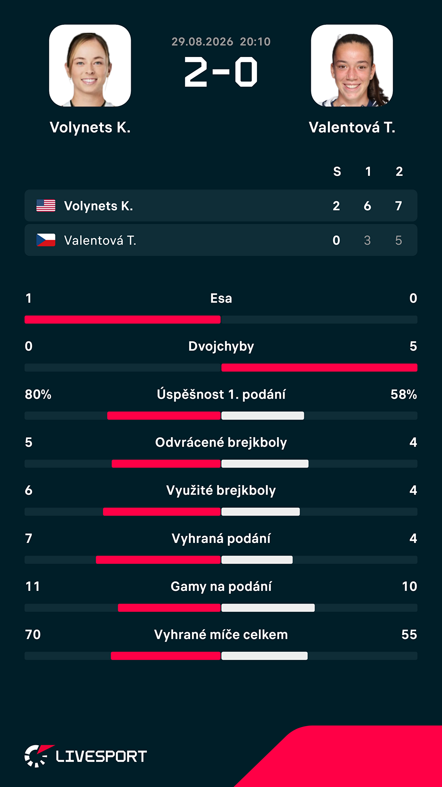 Statistiky zápasu.