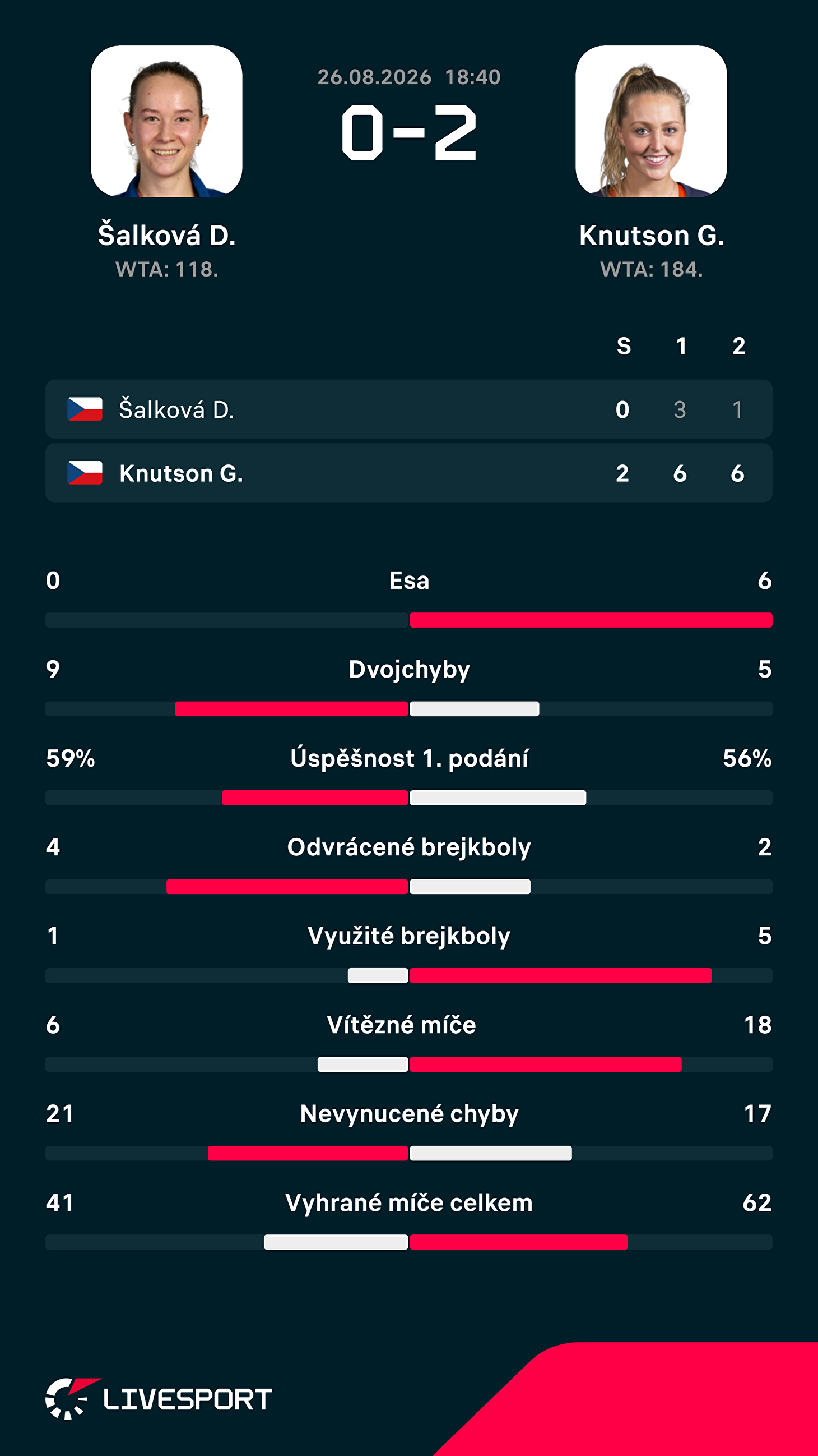 Statistiky zápasu.