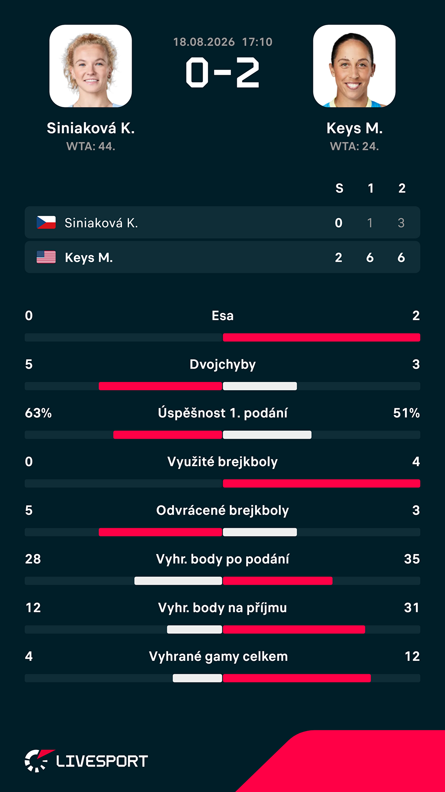 Statistiky zápasu.