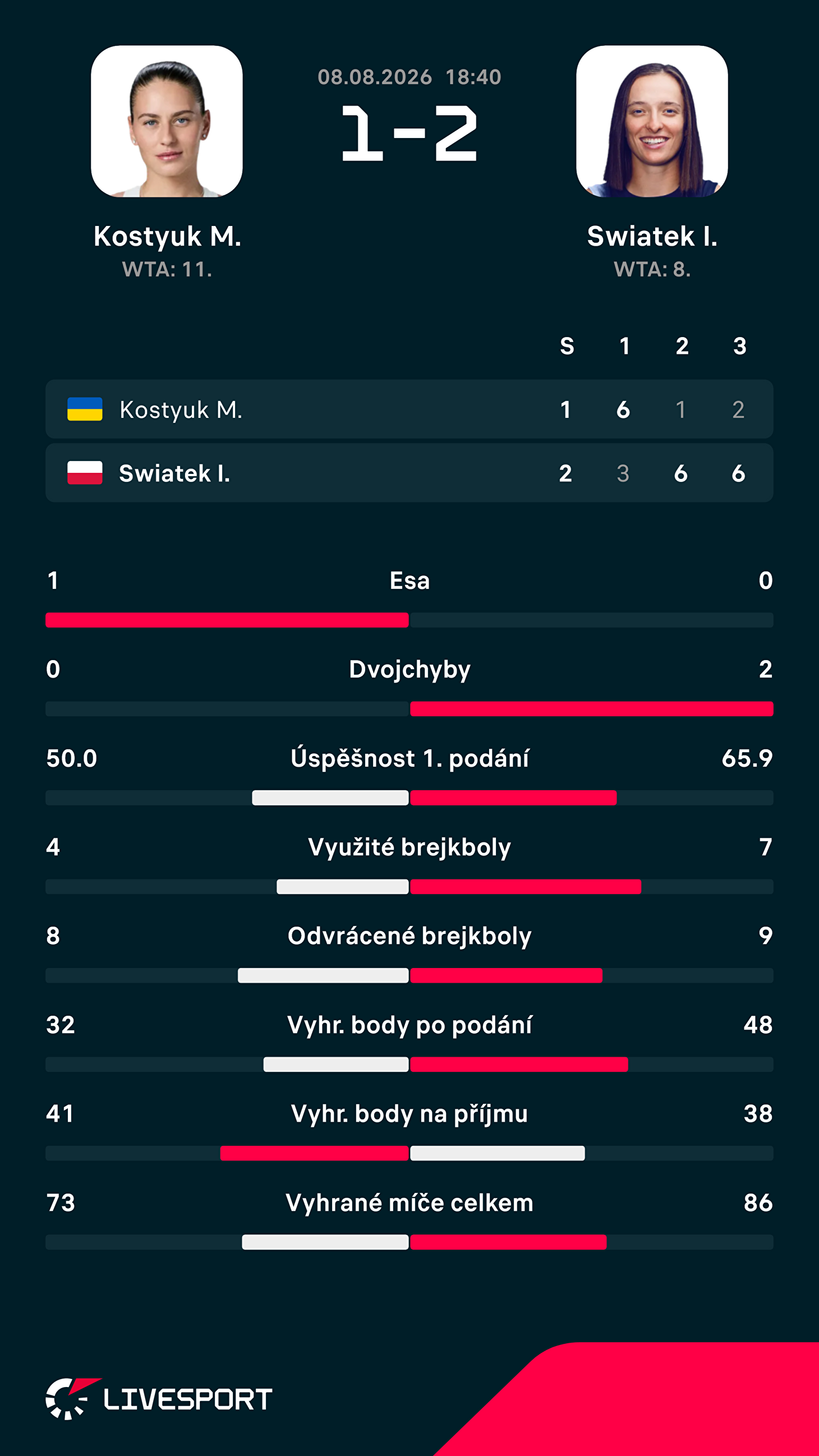 Statistiky zápasu.