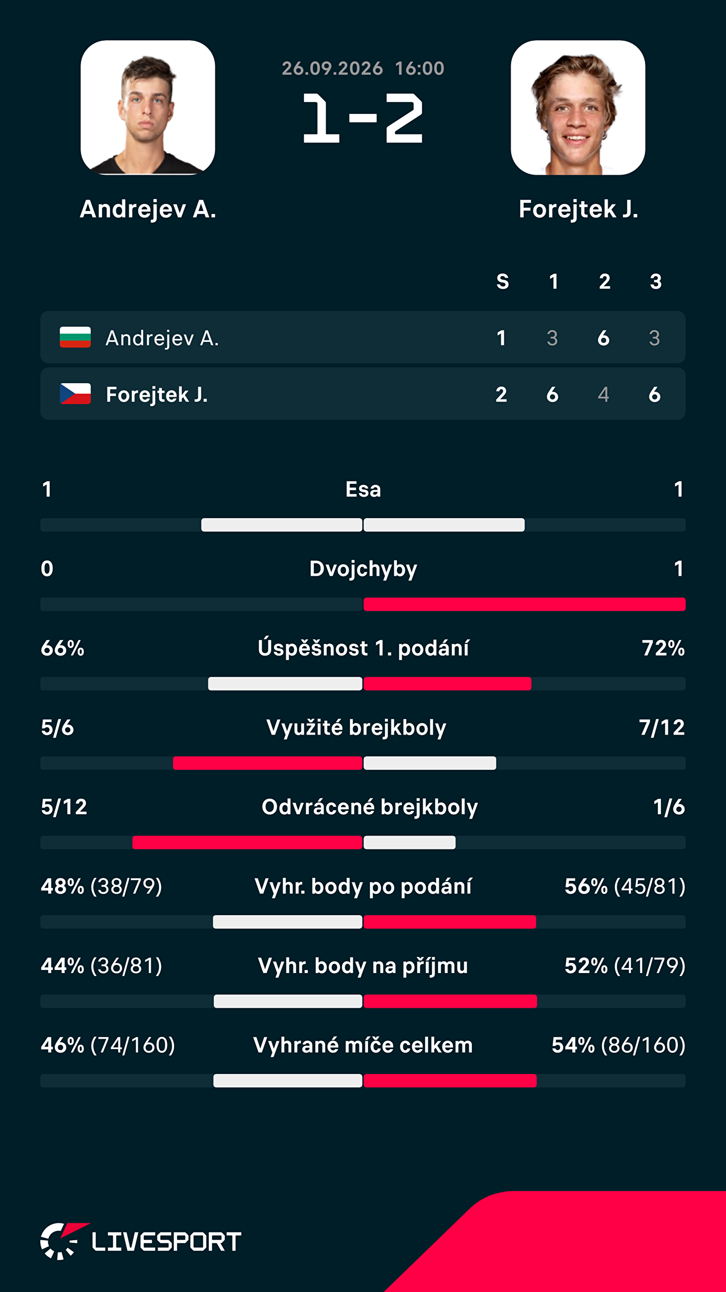 Statistiky zápasu.