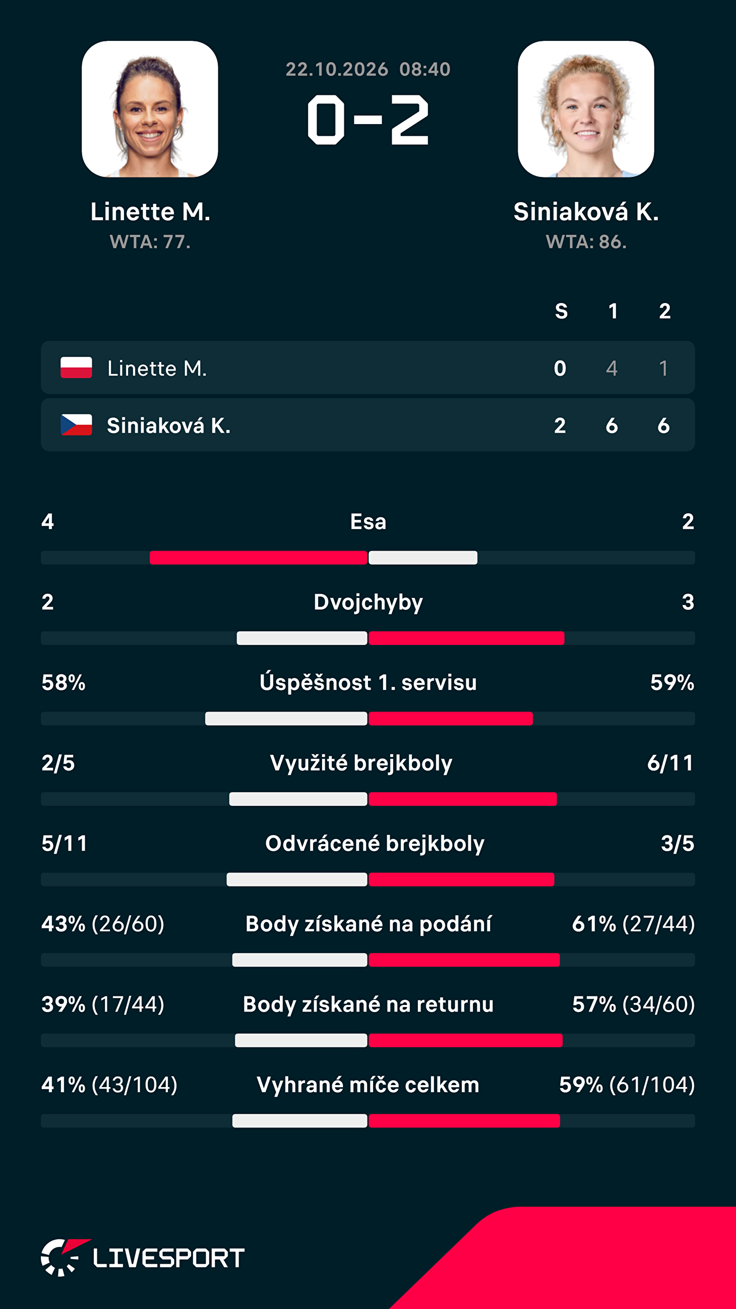 Statistiky zápasu.