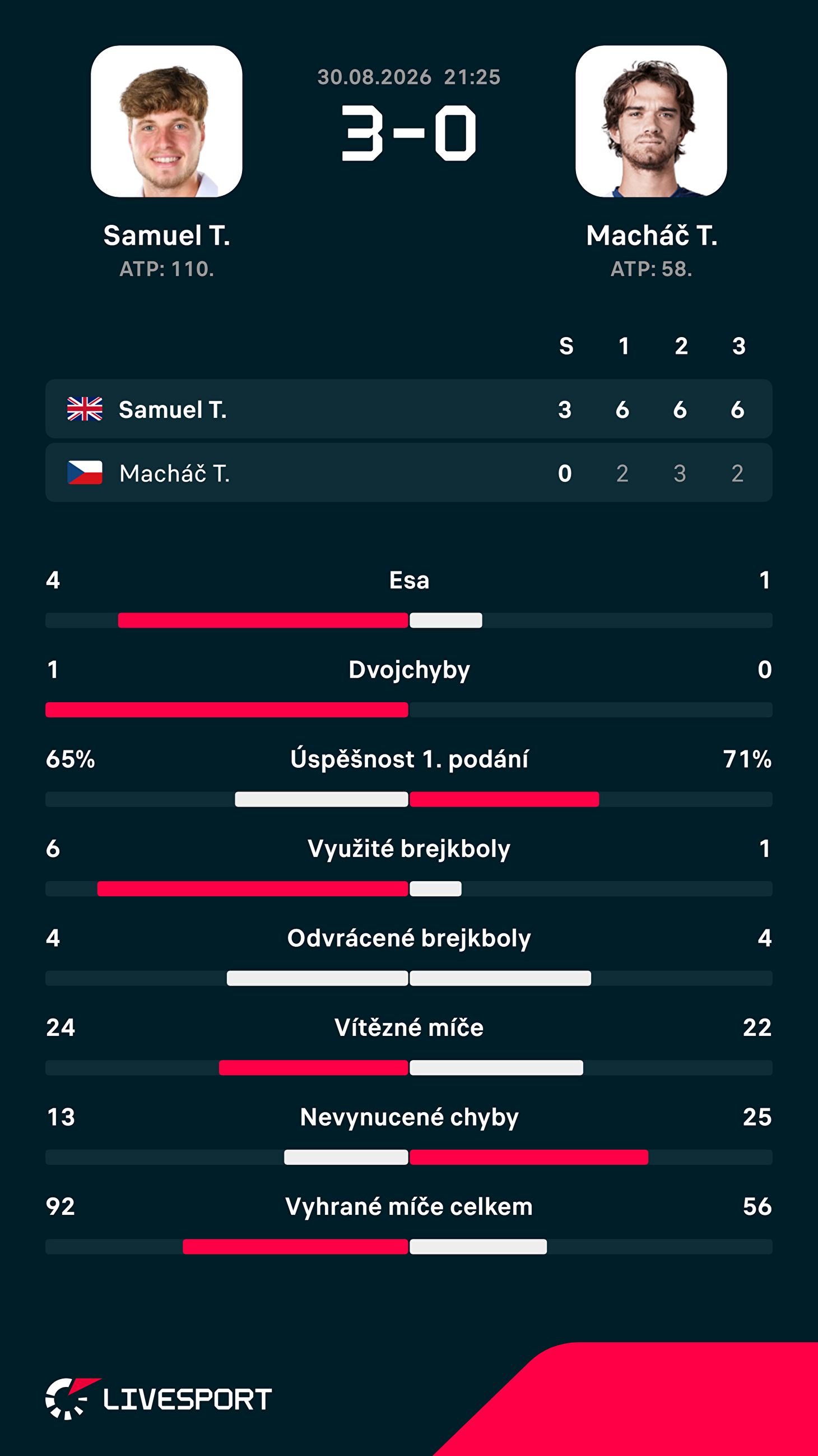 Statistiky zápasu.