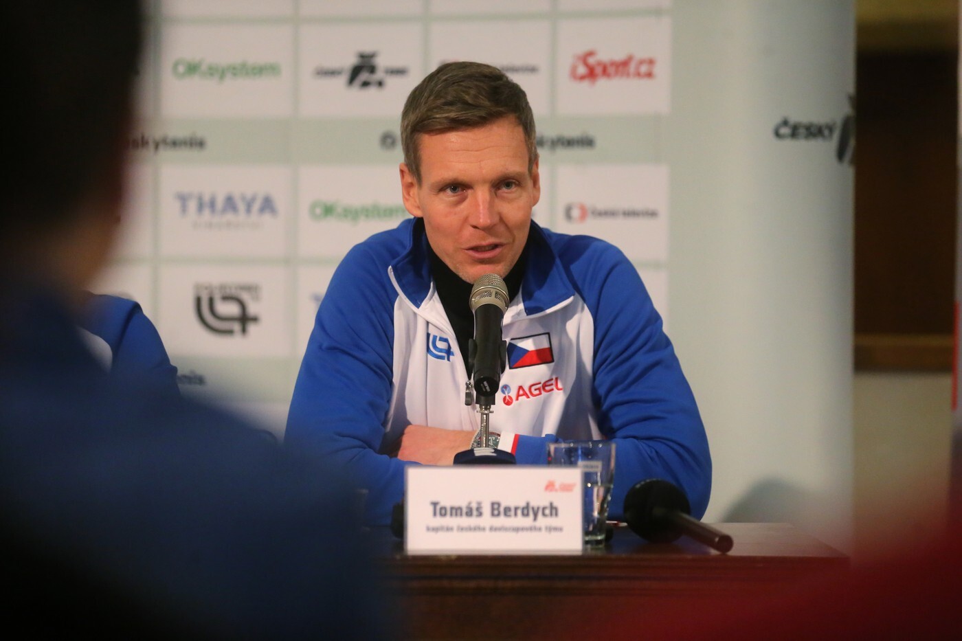Kapitán Tomáš Berdych na tiskové konferenci