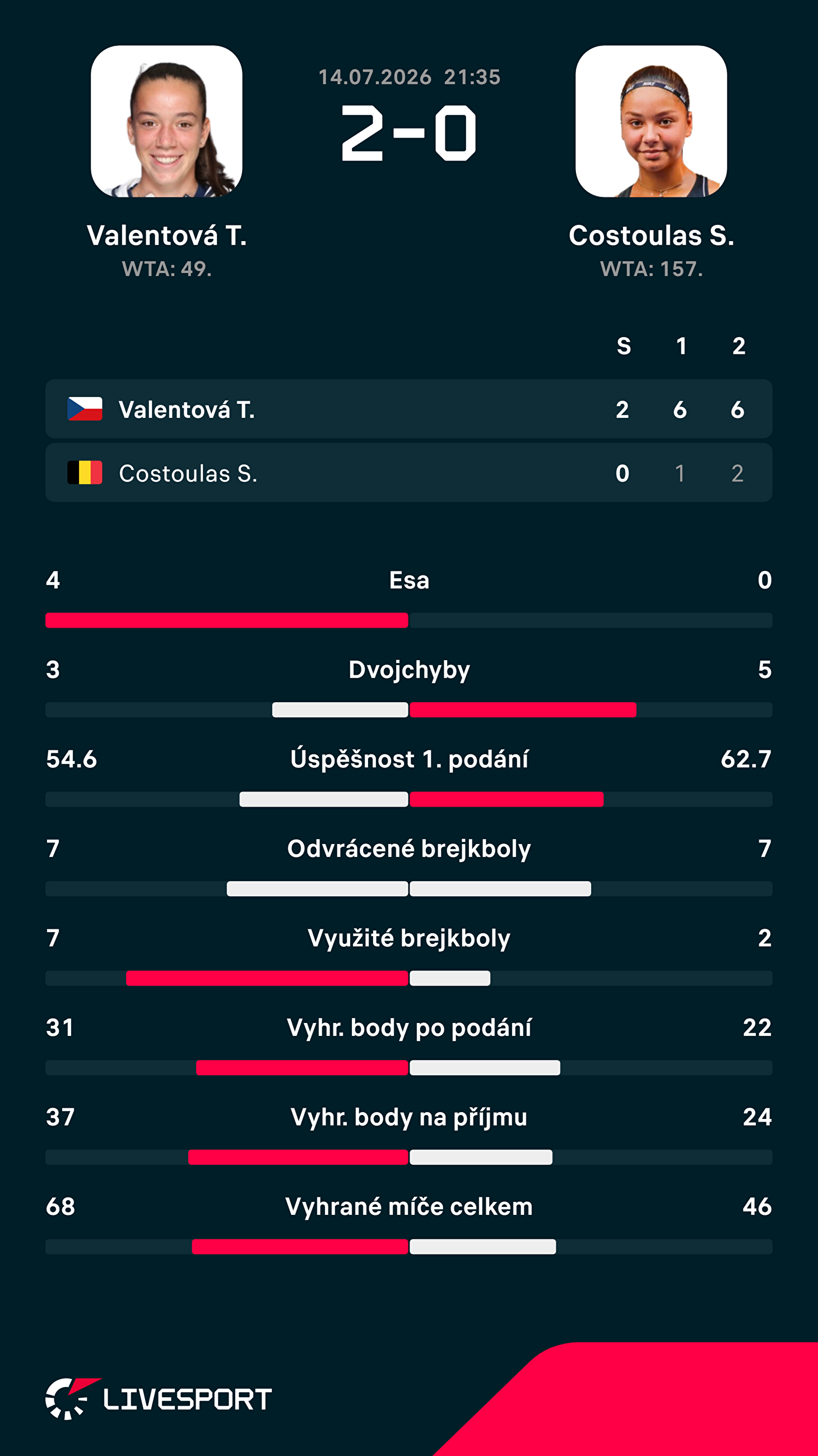 Statistiky zápasu.