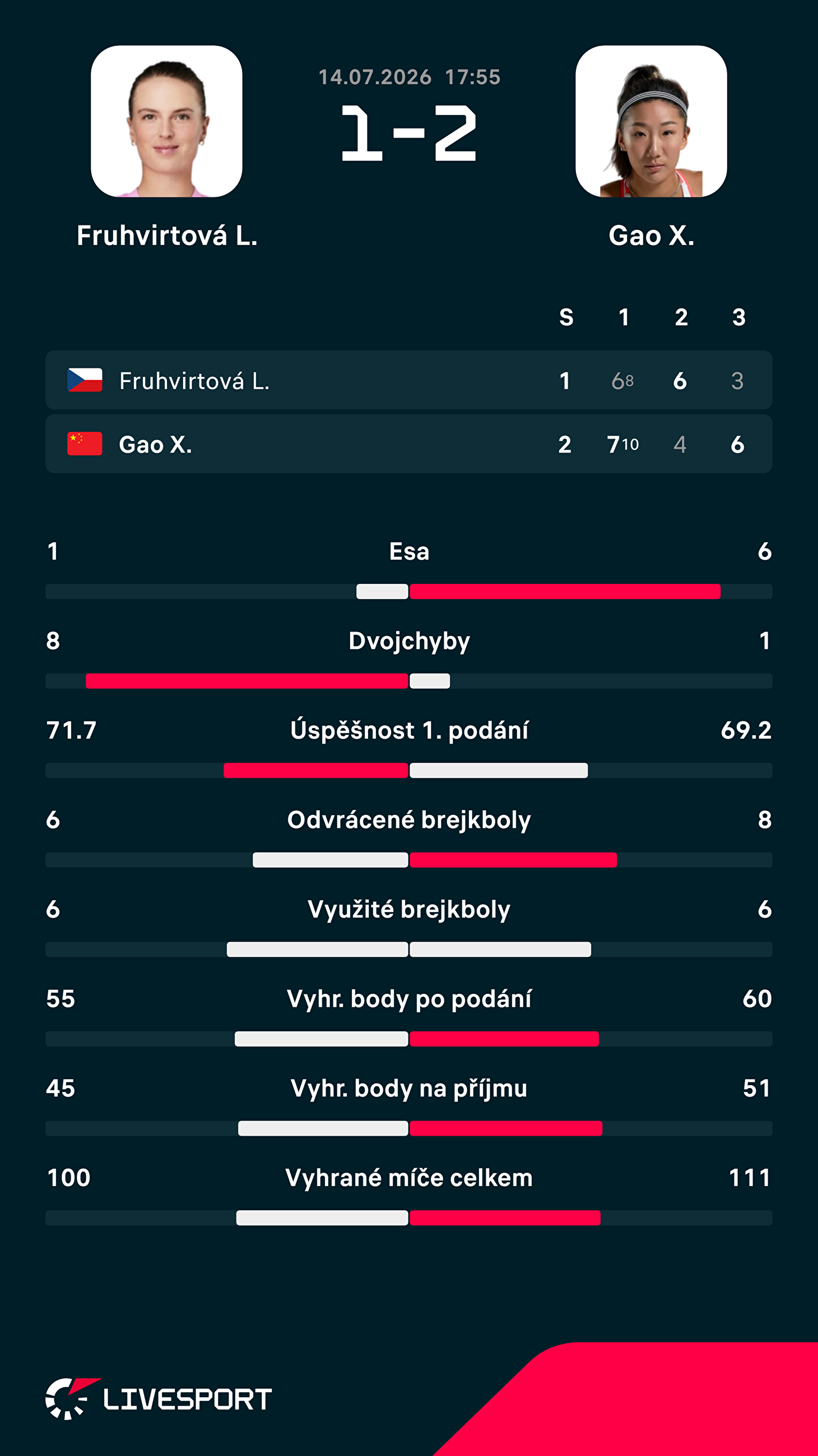Statistiky zápasu.